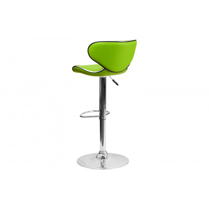 BLNK Devin Vinyl Cozy Mid-Back Adjustable Height Bar Stool with Chrome Base - Green