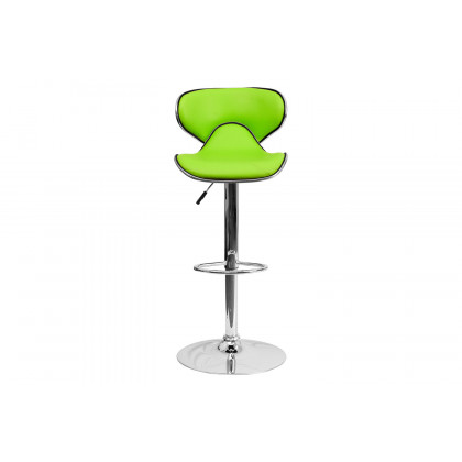 BLNK Devin Vinyl Cozy Mid-Back Adjustable Height Bar Stool with Chrome Base - Green