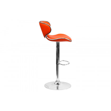 BLNK Devin Vinyl Cozy Mid-Back Adjustable Height Bar Stool with Chrome Base - Orange