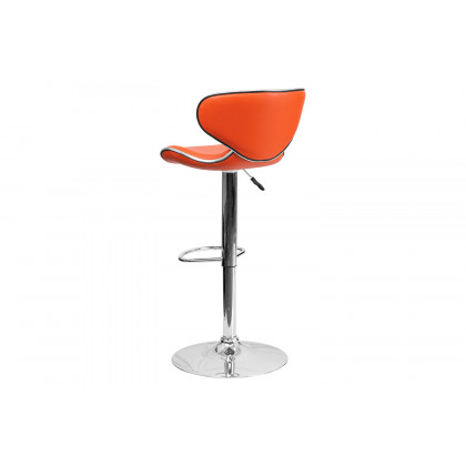 BLNK Devin Vinyl Cozy Mid-Back Adjustable Height Bar Stool with Chrome Base - Orange