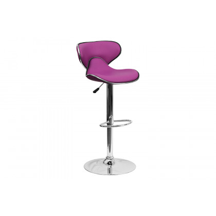 BLNK Devin Vinyl Cozy Mid-Back Adjustable Height Bar Stool with Chrome Base - Purple