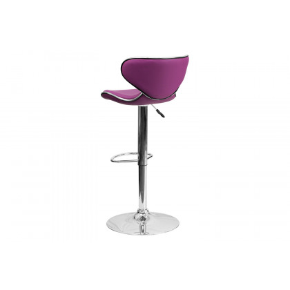 BLNK Devin Vinyl Cozy Mid-Back Adjustable Height Bar Stool with Chrome Base - Purple