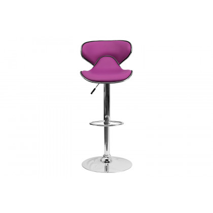 BLNK Devin Vinyl Cozy Mid-Back Adjustable Height Bar Stool with Chrome Base - Purple