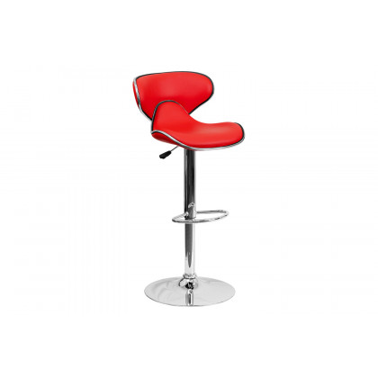 BLNK Devin Vinyl Cozy Mid-Back Adjustable Height Bar Stool with Chrome Base - Red