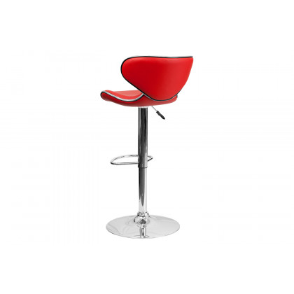 BLNK Devin Vinyl Cozy Mid-Back Adjustable Height Bar Stool with Chrome Base - Red