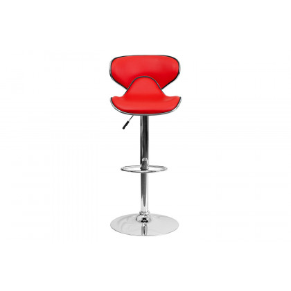 BLNK Devin Vinyl Cozy Mid-Back Adjustable Height Bar Stool with Chrome Base - Red