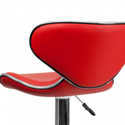 BLNK Devin Vinyl Cozy Mid-Back Adjustable Height Bar Stool with Chrome Base - Red