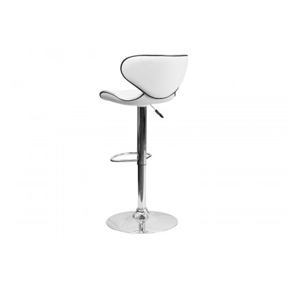 BLNK Devin Vinyl Cozy Mid-Back Adjustable Height Bar Stool with Chrome Base - White