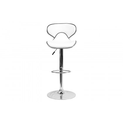 BLNK Devin Vinyl Cozy Mid-Back Adjustable Height Bar Stool with Chrome Base - White