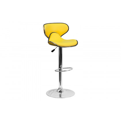 BLNK Devin Vinyl Cozy Mid-Back Adjustable Height Bar Stool with Chrome Base - Yellow