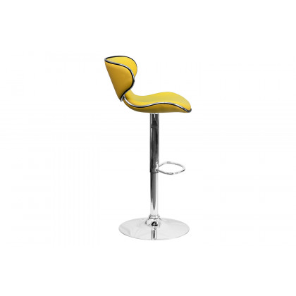 BLNK Devin Vinyl Cozy Mid-Back Adjustable Height Bar Stool with Chrome Base - Yellow