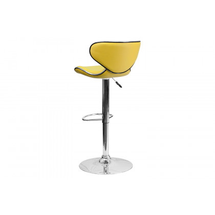 BLNK Devin Vinyl Cozy Mid-Back Adjustable Height Bar Stool with Chrome Base - Yellow