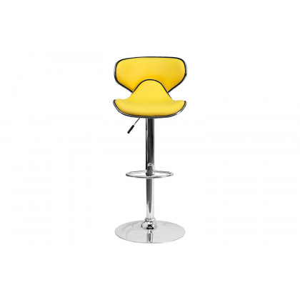 BLNK Devin Vinyl Cozy Mid-Back Adjustable Height Bar Stool with Chrome Base - Yellow