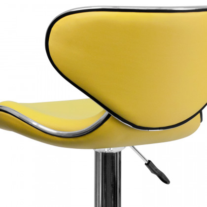 BLNK Devin Vinyl Cozy Mid-Back Adjustable Height Bar Stool with Chrome Base - Yellow