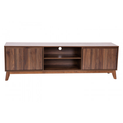 BLNK - Hatfield Mid-Century Modern TV Stand in Walnut for up to 65" TV's with Adjustable Center Shelf and Dual Soft Close Doors