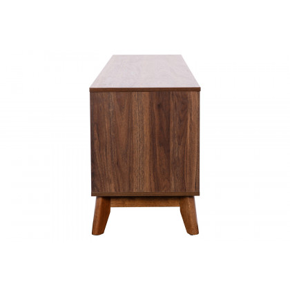 BLNK - Hatfield Mid-Century Modern TV Stand in Walnut for up to 65" TV's with Adjustable Center Shelf and Dual Soft Close Doors
