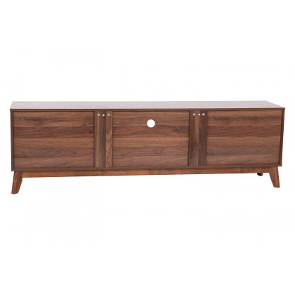 BLNK - Hatfield Mid-Century Modern TV Stand in Walnut for up to 65" TV's with Adjustable Center Shelf and Dual Soft Close Doors