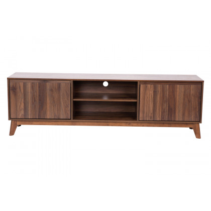 BLNK - Hatfield Mid-Century Modern TV Stand in Walnut for up to 65" TV's with Adjustable Center Shelf and Dual Soft Close Doors