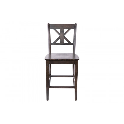 BLNK Gwendolyn Commercial Solid Wood Modern Farmhouse Counter Height Bar Stool Set of 2 - Gray Wash Walnut