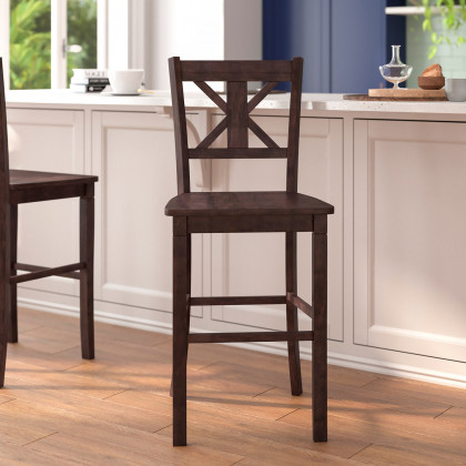 BLNK - Gwendolyn Commercial Solid Wood Modern Farmhouse Bar Stool Set of 2