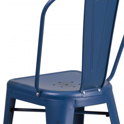 BLNK Carly Commercial Metal Distressed Indoor-Outdoor Counter Height Stool - Antique Blue