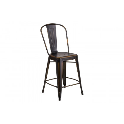 BLNK Carly Commercial Metal Distressed Indoor-Outdoor Counter Height Stool - Copper