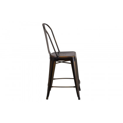 BLNK Carly Commercial Metal Distressed Indoor-Outdoor Counter Height Stool - Copper