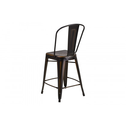 BLNK Carly Commercial Metal Distressed Indoor-Outdoor Counter Height Stool - Copper