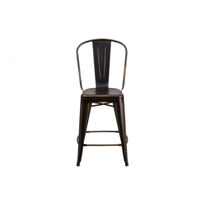 BLNK Carly Commercial Metal Distressed Indoor-Outdoor Counter Height Stool - Copper