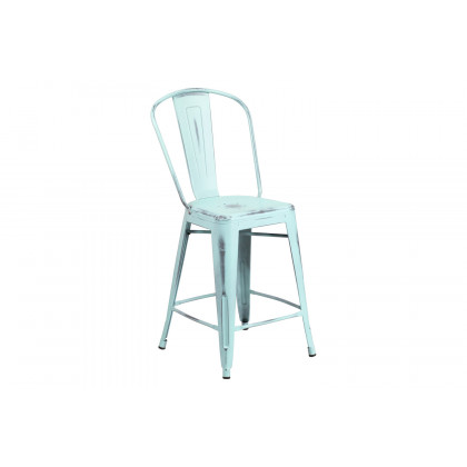 BLNK - Carly Commercial Metal Distressed Indoor-Outdoor Counter Height Stool