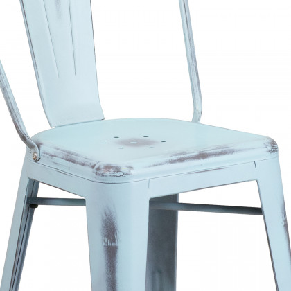 BLNK Carly Commercial Metal Distressed Indoor-Outdoor Counter Height Stool - Green/Blue