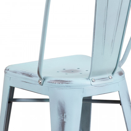 BLNK Carly Commercial Metal Distressed Indoor-Outdoor Counter Height Stool - Green/Blue