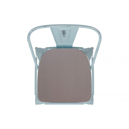 BLNK Carly Commercial Metal Indoor-Outdoor Counter Height Stool with Poly Resin Wood Seat - Green-Blue/Gray