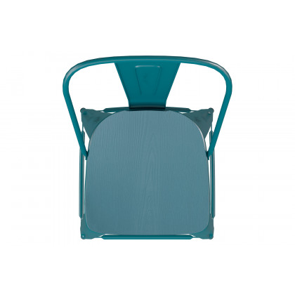 BLNK Carly Commercial Metal Indoor-Outdoor Counter Height Stool with Poly Resin Wood Seat - Kelly Blue-Teal/Teal-Blue