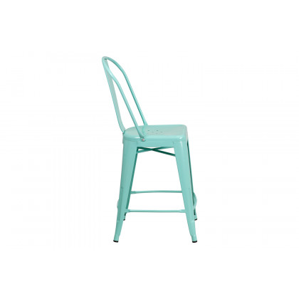 BLNK Carly Commercial Metal Indoor-Outdoor Counter Height Stool - Mint Green