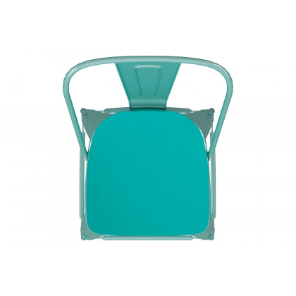 BLNK Carly Commercial Metal Indoor-Outdoor Counter Height Stool with Poly Resin Wood Seat - Mint Green