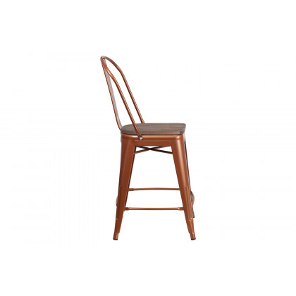 BLNK Carly Metal Counter Height Stool with Wood Seat - Copper