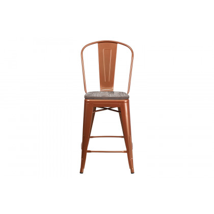 BLNK Carly Metal Counter Height Stool with Wood Seat - Copper