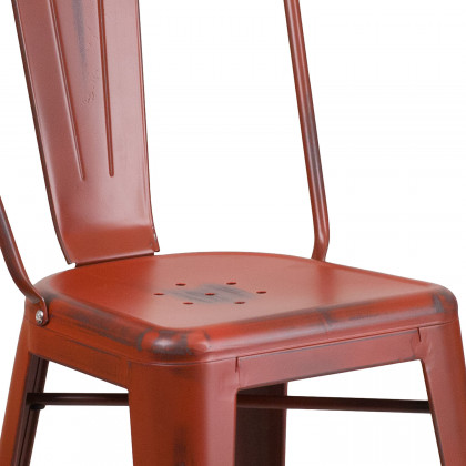BLNK Carly Commercial Metal Distressed Indoor-Outdoor Counter Height Stool - Kelly Red