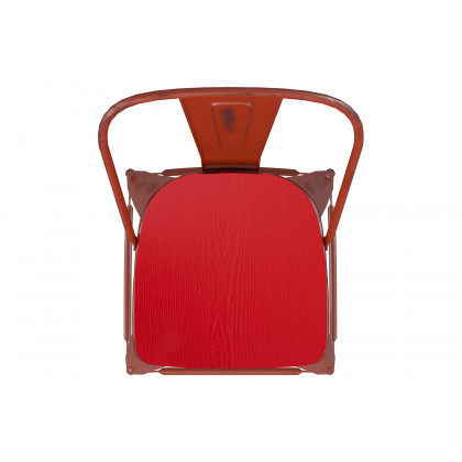 BLNK Carly Commercial Metal Indoor-Outdoor Counter Height Stool with Poly Resin Wood Seat - Kelly Red/Red