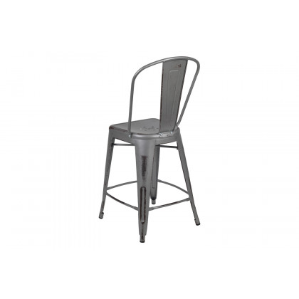 BLNK Carly Commercial Metal Distressed Indoor-Outdoor Counter Height Stool - Silver Gray