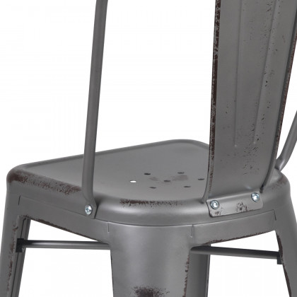 BLNK Carly Commercial Metal Distressed Indoor-Outdoor Counter Height Stool - Silver Gray