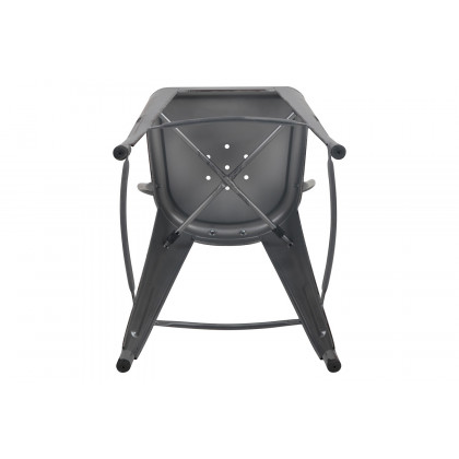 BLNK Carly Commercial Metal Distressed Indoor-Outdoor Counter Height Stool - Silver Gray