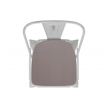 BLNK Carly Commercial Metal Indoor-Outdoor Counter Height Stool with Poly Resin Wood Seat - White/Gray