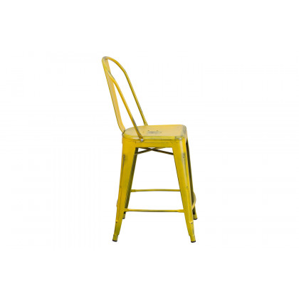 BLNK Carly Commercial Metal Distressed Indoor-Outdoor Counter Height Stool - Yellow