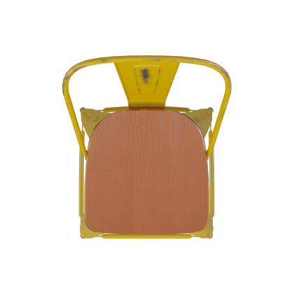 BLNK Carly Commercial Metal Indoor-Outdoor Counter Height Stool with Poly Resin Wood Seat - Yellow/Teak
