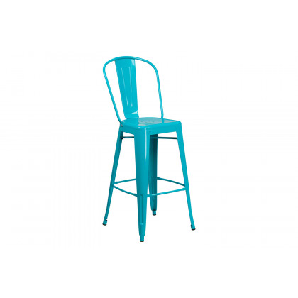 BLNK Cindy Commercial Metal Indoor-Outdoor Bar Stool with Back - Crystal