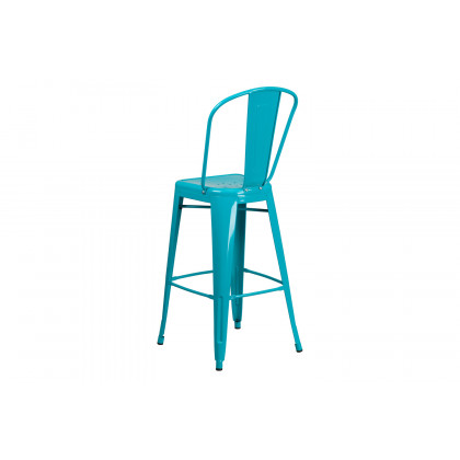 BLNK Cindy Commercial Metal Indoor-Outdoor Bar Stool with Back - Crystal