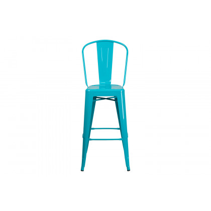 BLNK Cindy Commercial Metal Indoor-Outdoor Bar Stool with Back - Crystal