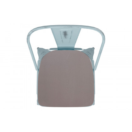 BLNK Carly Commercial Metal Indoor-Outdoor Bar Stool with Back with Poly Resin Wood Seat - Green-Blue/Gray